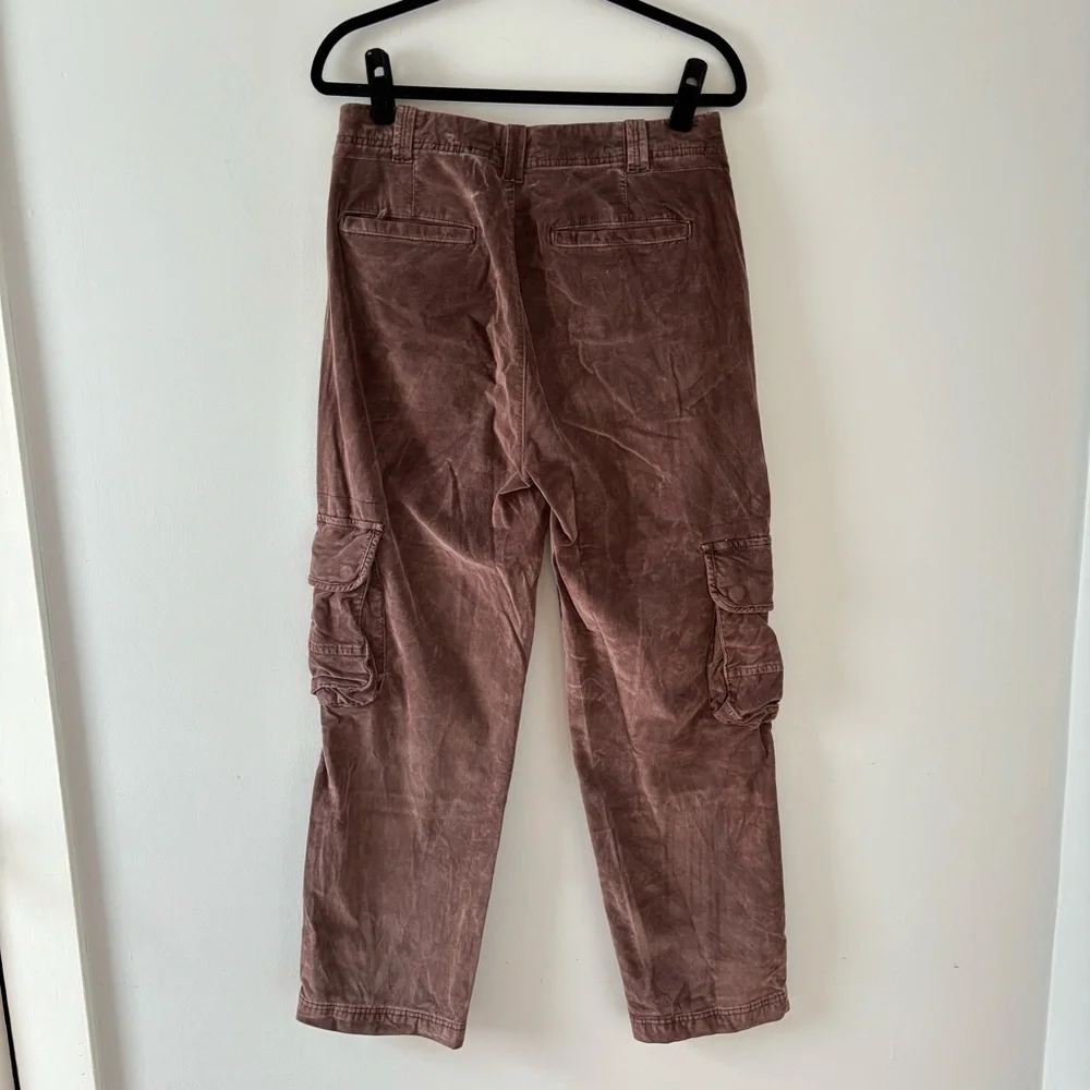Free People Hard Crushin Plush Cargo Pants Chocolate Merlot Ankle Bottoms Brown